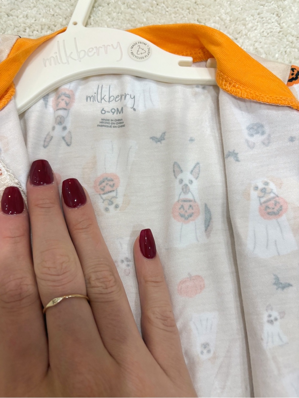 NWT Milkberry Halloween Pumpkin & Dog Print Bamboo Footie 6-9 Months - Picture 6 of 6